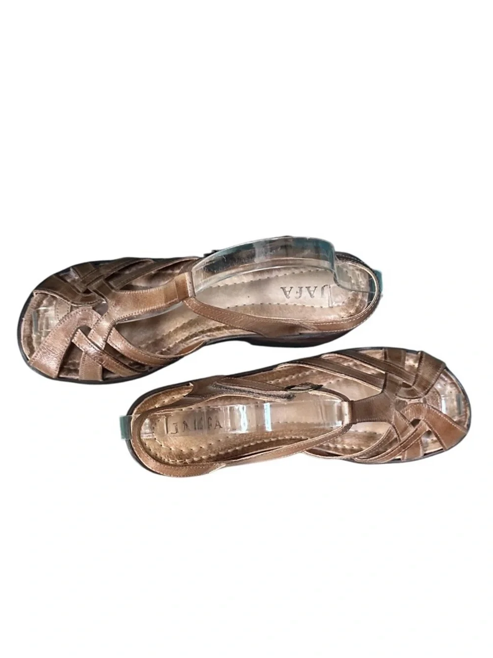 Jafa T Strap Platform Sandals Burnished Camel/tan Size US 9/ EUR 40 In Near EUC